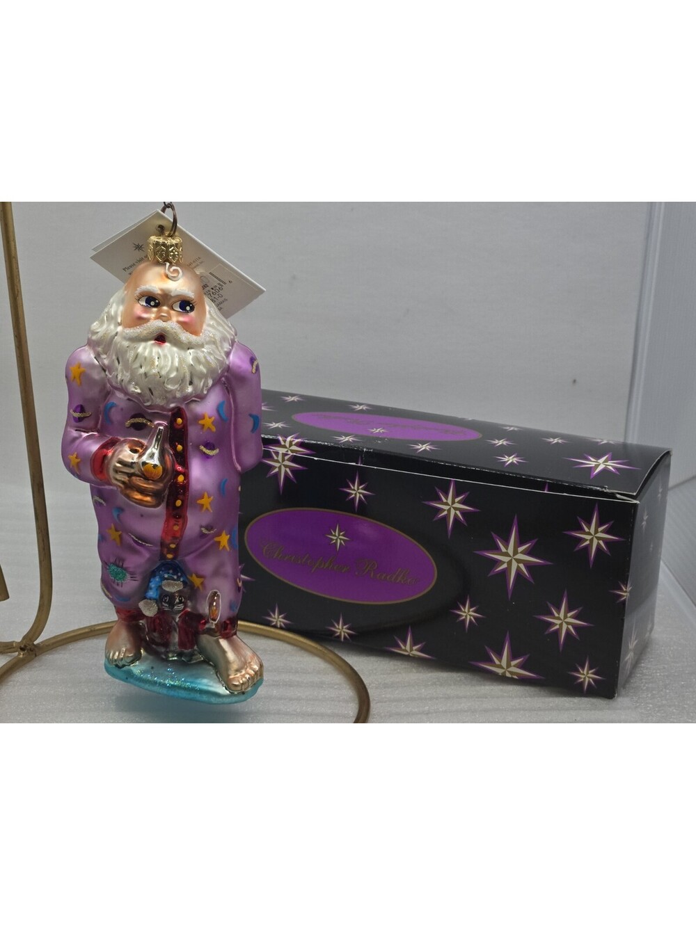 Christopher Radko "Santa Jamas" Glass Christmas 2000 Ornament w/Box & Tag Vtg
